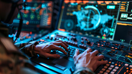 man is working on laptop during the war
