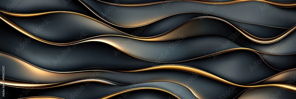 Poster minimalistic vector art dark background with elegant golden accents and detailed simple shapes, gene