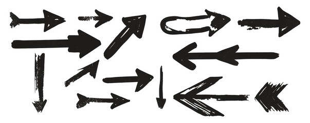 Various hand-drawn black arrows in different shapes and directions