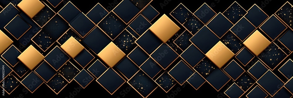 Poster elegant dark and gold geometric pattern with simple shapes - vector art design, generative ai