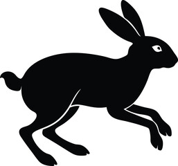 Silhouette of running hare black creative rabbit artwork