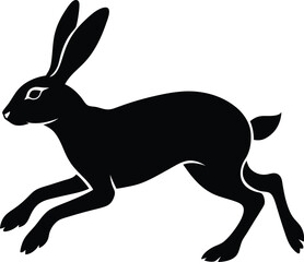 Silhouette of running hare black creative rabbit artwork