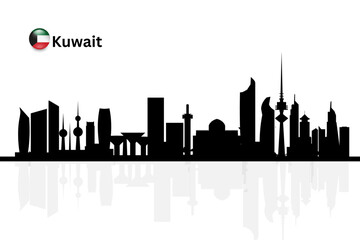 Kuwait skyline, Kuwait cityscape, Kuwait skyscraper buildings vector silhouette. vector illustrator
