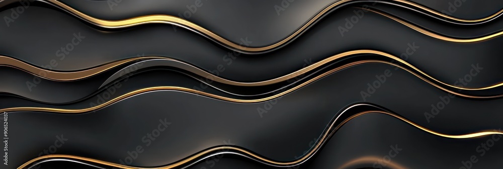 Poster elegant dark and gold minimalistic vector art with sharp details, generative ai