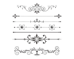 Set of Fancy Decorative Ornamental Lines vector. ai generated