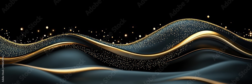 Aufkleber elegant dark theme with intricate gold lines - high resolution vector graphic without gradients, gen