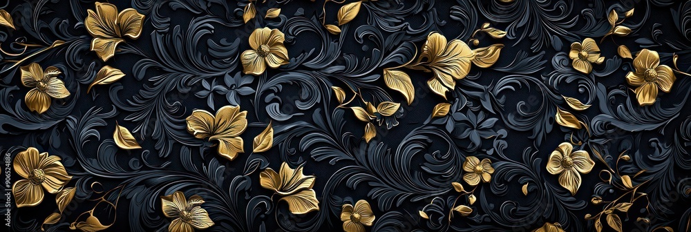 Aufkleber elegant dark and gold vector pattern with crisp detail and simple shapes for high-resolution designs