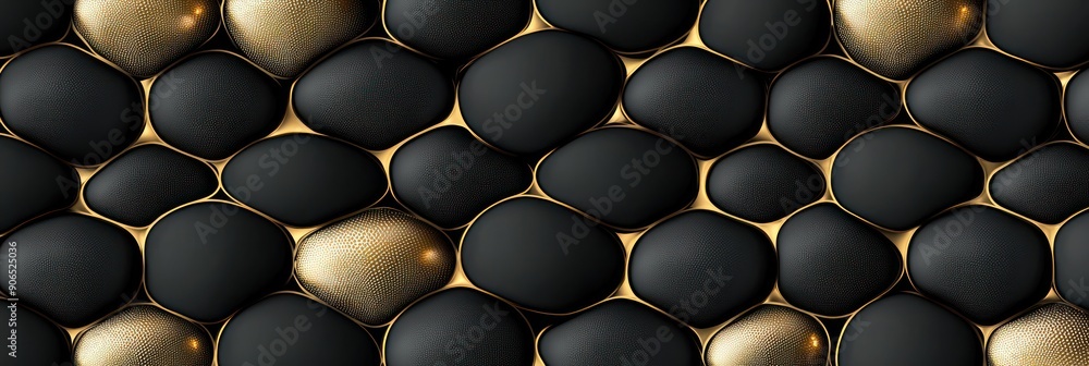 Poster luxurious dark and gold vector pattern with simple shapes, high resolution details, generative ai