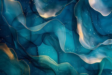 Naklejka premium Fluid Blue and Gold Splash: Creative Background for Advertising