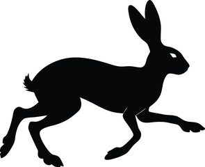 Silhouette of running hare black creative rabbit artwork