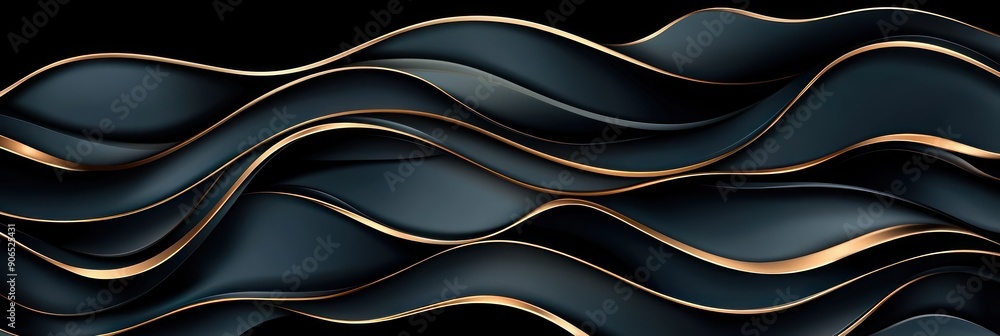 Aufkleber luxurious gold lines on dark background - elegant vector art with sharp focus and high resolution, g