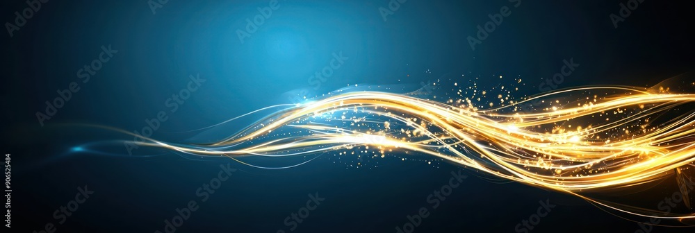 Aufkleber luxurious gold lines on dark background - high resolution vector art with sharp focus, generative ai