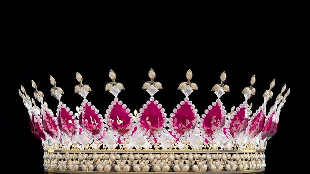 Elegant  crown adorned with pink gemstones and diamonds 