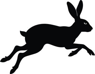 Silhouette of running hare black creative rabbit artwork