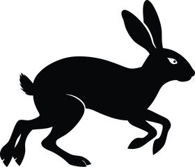 Silhouette of running hare black creative rabbit artwork