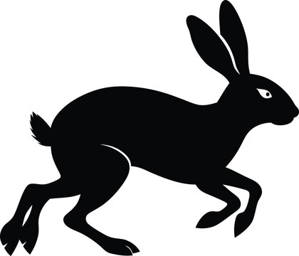 Silhouette Of Running Hare Black Creative Rabbit Artwork