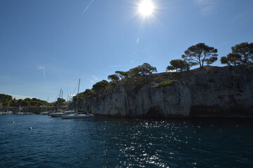 France, illustration of the sea and cove in Marseille in summer.