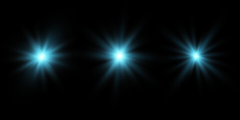 Light effect blue glowing light. Solar flare. Glow effect. Starburst with shimmering sparkles