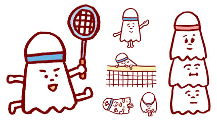 かわいいフォルムのバドミントンのシャトルのキャラ素材