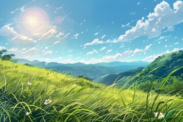 Obraz premium Sunny Meadow Landscape