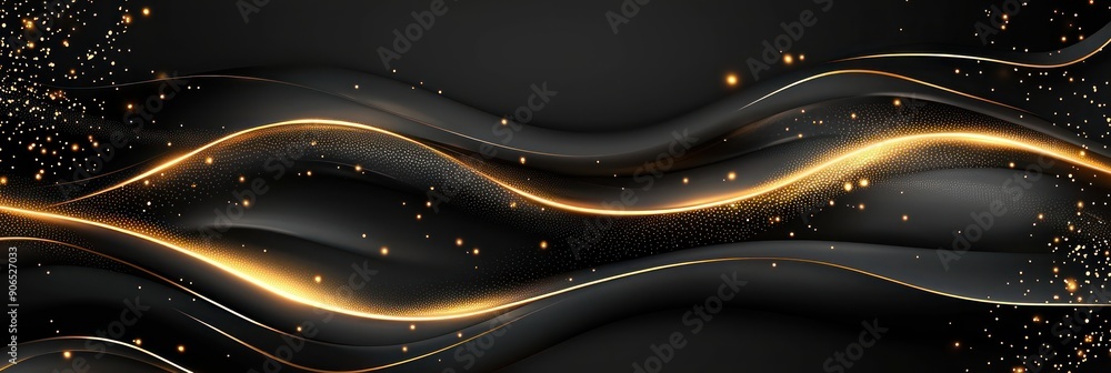 Poster elegant dark vector graphic with intricate golden lines and sharp focus, generative ai