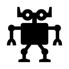 Futuristic Standing Robot Solid Icon