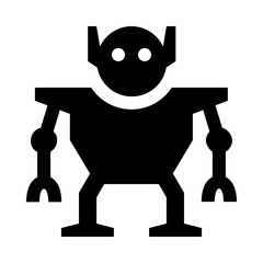 Futuristic Standing Robot Solid Icon