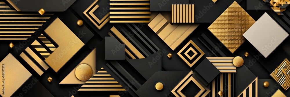 Aufkleber luxurious dark and gold vector art with sharp geometric shapes | high resolution graphic design, gen