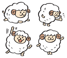 Fototapeta premium 白くもふもふのかわいい羊のキャラ素材