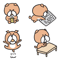 おじさんのような可愛いブルドッグのキャラ素材