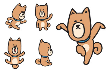 変なポーズをする可愛い犬のキャラ素材