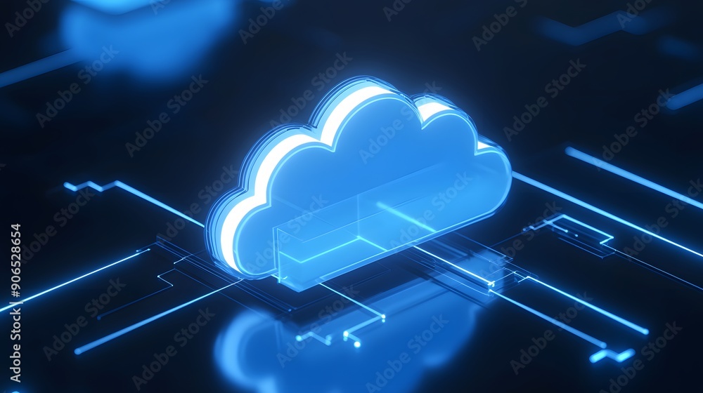 Aufkleber futuristic glowing cloud icon representing cloud computing and data storage in a digital network wit