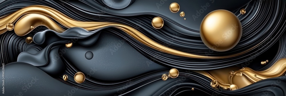 Poster opulent dark elegance with intricate gold lines - high resolution vector art with sharp details, gen