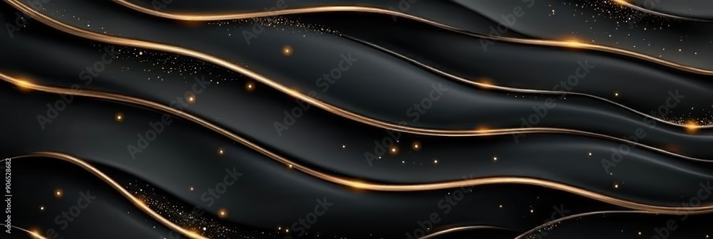 Poster elegant dark theme with intricate gold lines - vector art of high resolution with sharp details, gen