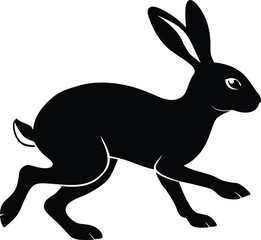 Silhouette of running hare black creative rabbit artwork