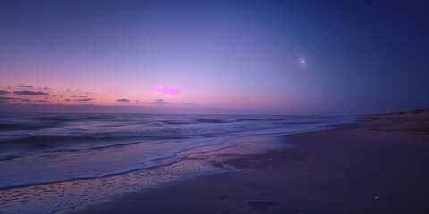 Obraz premium Beach at the dusk, few stars in sky, summer romantic mood