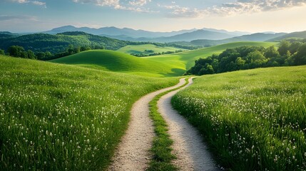 Tranquil Countryside Retreat. Serene landscape set amidst rolling hills