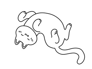 Сute vector cat. Hand drawn vector illustration. Line art.