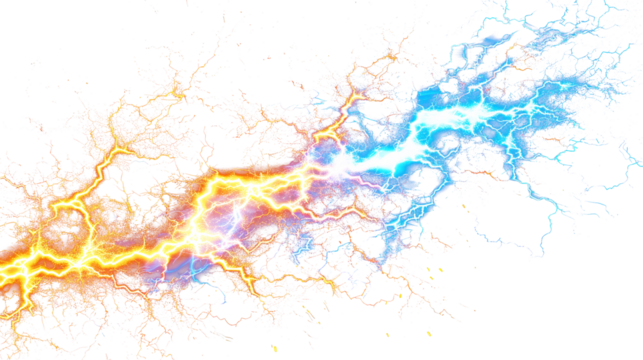 orange and blue lightning bolt effect transparent background PNG clipart