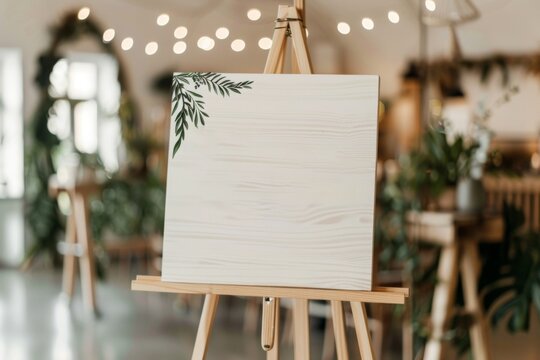 Blank Welcome Sign Decorated With Flowers On a Wedding Reception, Wedding Party Decoration