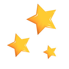 3d gold star vector illustration. Realistic golden glossy metal or plastic badge of positive customer feedback or good review, shiny yellow award for winner with best results isolated on white.