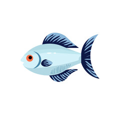 Decorative fish minimalist vector illustration ,simple transparent graphic element .Isolated on white background