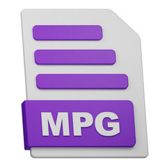 mpg file 3d icon isolated on the transparent background