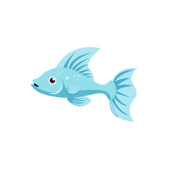 Decorative fish minimalist vector illustration ,simple transparent graphic element .Isolated on white background
