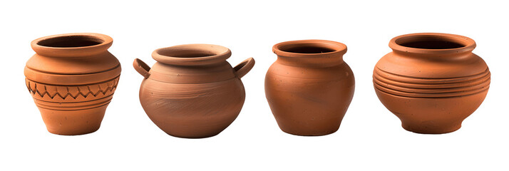 Traditional pottery clay pots isolated isolate on Transparency Background