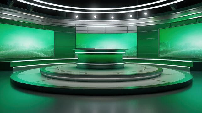 virtual news studio green screen background 