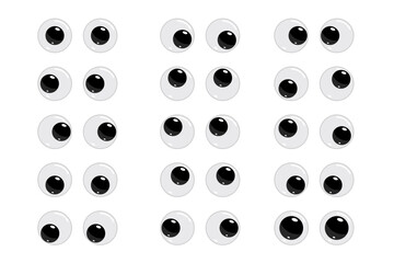 Googly eyes. Eyeball emotions.Wobbly animated puppet Toy eyes set. 