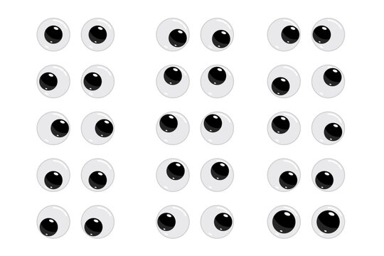 Googly eyes. Eyeball emotions.Wobbly animated puppet Toy eyes set. 