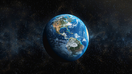 Obraz premium Satellite view of earth with dark space starry background