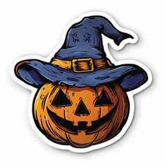 Halloween jack-o-lantern sticker isolated on white background